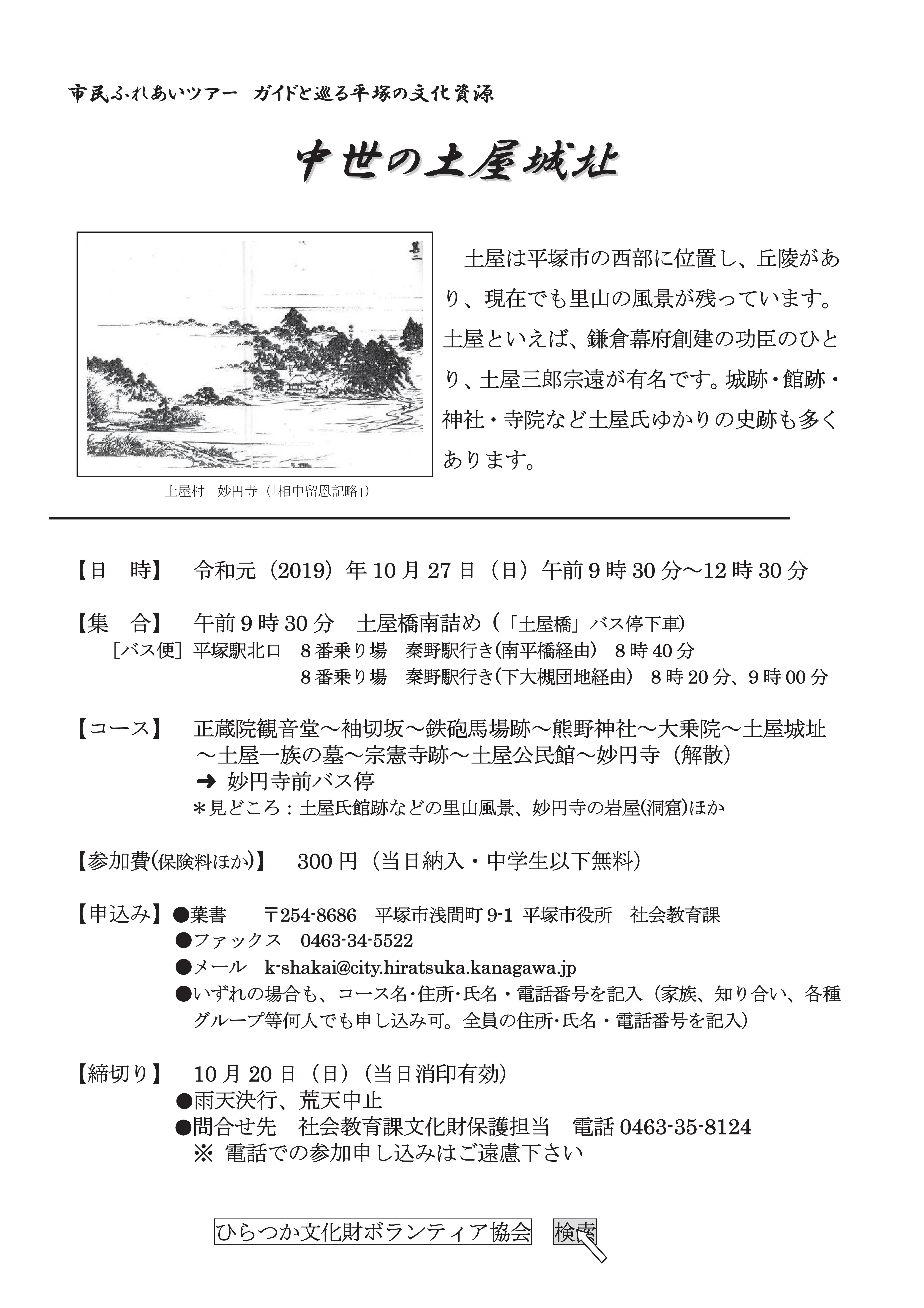 1910 中世の土屋城址 チラシ 市hp 8424 ひらつか市民活動センター